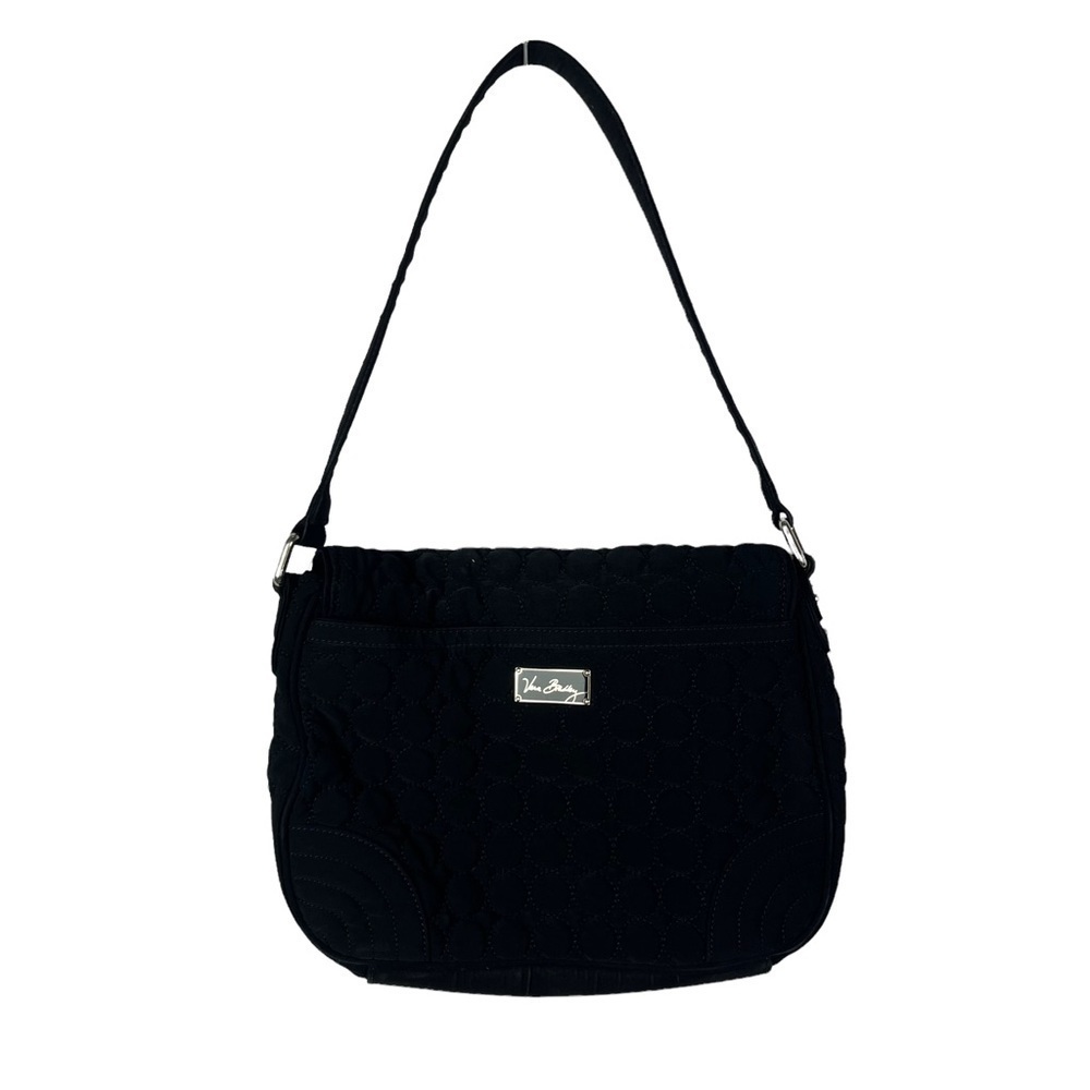 Vera Bradley Black Quilted Rounded‎ Foldover Shoulder Bag